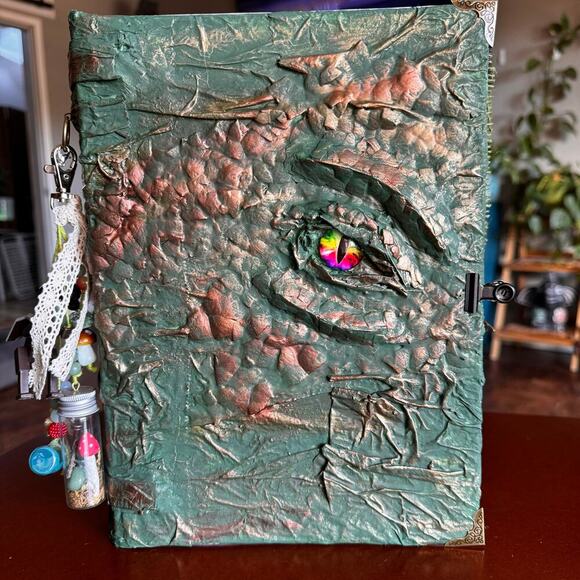 Handmade Dragon Junk Journal, Scrapbook With Tea Dyed Paper - Picture 2 of 9